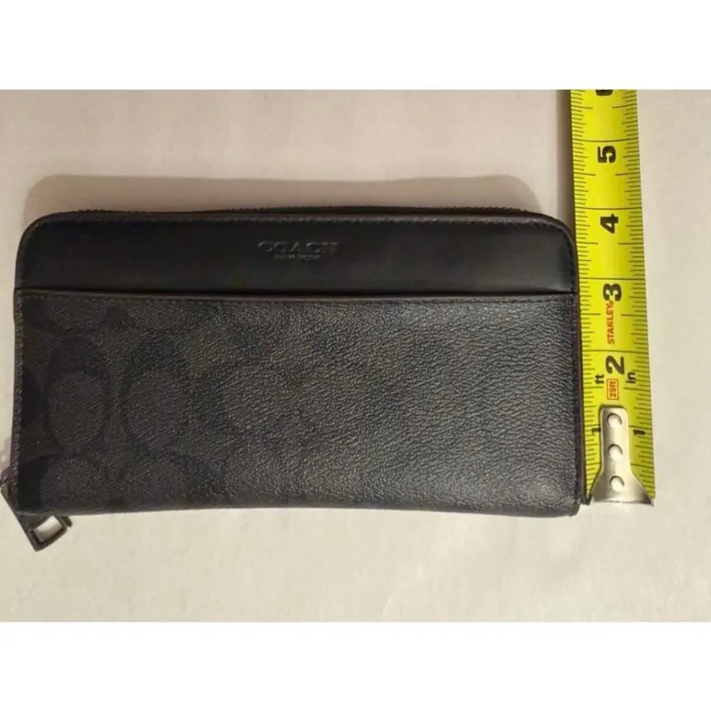 Coach ACCORDION WALLET (COACH F25517) BLACK Signature coated canvas logo